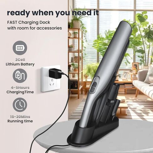 TurboClean Pro: مكنسة كهربائية محمولة لاسلكية متقدمة - رفيق التنظيف المثالي | UltraSuction، قاعدة شحن سريعة وفلتر قابل للغسل | تنظيف المنزل والسيارة | شعر الحيوانات الأليفة، الغبار، الحطام in Saudi Arabia