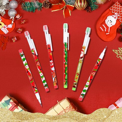 48pcs HB Christmas Pencils Translucent Pencil Multipoint Pencil Multicolor Non- Sharpening Stackable Pencils Pop Up Plastic Pencils Snowman, Santa and Elk Pencil Christmas Stationery Pencil，4 style in Saudi Arabia