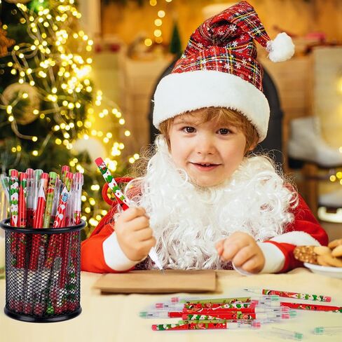 48pcs HB Christmas Pencils Translucent Pencil Multipoint Pencil Multicolor Non- Sharpening Stackable Pencils Pop Up Plastic Pencils Snowman, Santa and Elk Pencil Christmas Stationery Pencil，4 style in Saudi Arabia