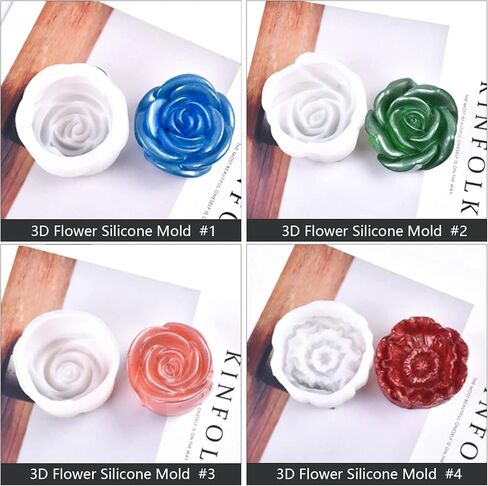 مجموعة قوالب شموع من الراتنج مكونة من 6 قطع، قوالب شمع من الراتنج ثلاثية الأبعاد، قوالب صابون زهرة كريستال ثلاثية الأبعاد لراتنج الإيبوكسي، صابون شمعة مصنوع يدويًا in Kuwait