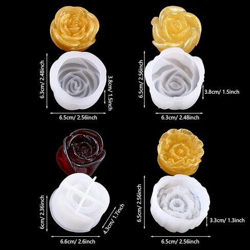 مجموعة قوالب شموع من الراتنج مكونة من 6 قطع، قوالب شمع من الراتنج ثلاثية الأبعاد، قوالب صابون زهرة كريستال ثلاثية الأبعاد لراتنج الإيبوكسي، صابون شمعة مصنوع يدويًا in Kuwait