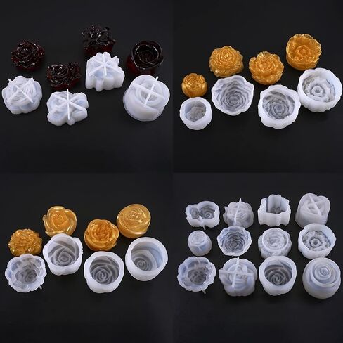 مجموعة قوالب شموع من الراتنج مكونة من 6 قطع، قوالب شمع من الراتنج ثلاثية الأبعاد، قوالب صابون زهرة كريستال ثلاثية الأبعاد لراتنج الإيبوكسي، صابون شمعة مصنوع يدويًا in Kuwait