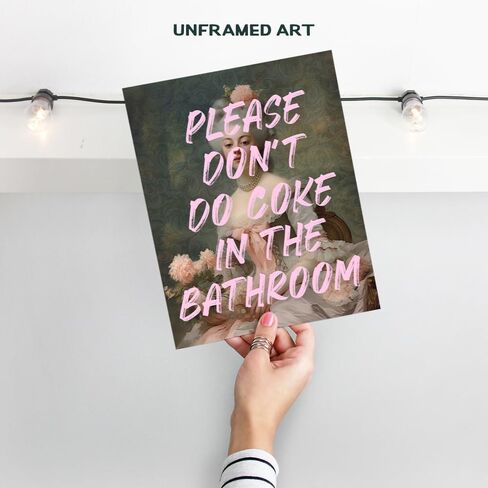 funny Bathroom Wall Decor for Women - Bath Accessories - Cute Small Bathroom Pictures - Please Don't Do Coke In The Bathroom Sign - Restroom Wall Art - Pink Bathroom Poster - College Dorm Wall Decor in Saudi Arabia