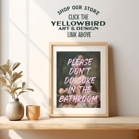 funny Bathroom Wall Decor for Women - Bath Accessories - Cute Small Bathroom Pictures - Please Don't Do Coke In The Bathroom Sign - Restroom Wall Art - Pink Bathroom Poster - College Dorm Wall Decor in Saudi Arabia