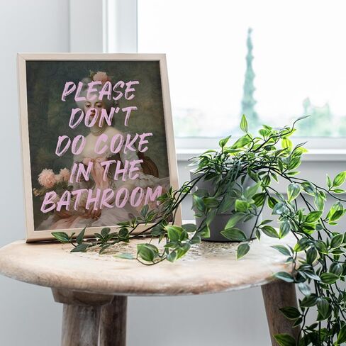 funny Bathroom Wall Decor for Women - Bath Accessories - Cute Small Bathroom Pictures - Please Don't Do Coke In The Bathroom Sign - Restroom Wall Art - Pink Bathroom Poster - College Dorm Wall Decor in Saudi Arabia