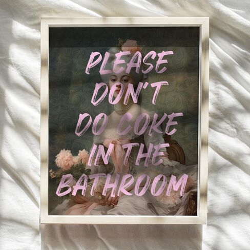 funny Bathroom Wall Decor for Women - Bath Accessories - Cute Small Bathroom Pictures - Please Don't Do Coke In The Bathroom Sign - Restroom Wall Art - Pink Bathroom Poster - College Dorm Wall Decor in Saudi Arabia