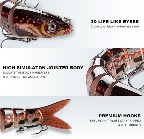طُعم صيد متعدد المفاصل لباس وسمك السلمون المرقط نابض بالحياة، طعوم سباحة بطيئة الغرق، مجموعة سباحة بيونيك للمياه العذبة والمياه المالحة in Kuwait