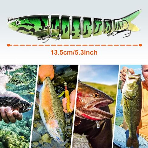 طُعم صيد متعدد المفاصل لباس وسمك السلمون المرقط نابض بالحياة، طعوم سباحة بطيئة الغرق، مجموعة سباحة بيونيك للمياه العذبة والمياه المالحة in Kuwait