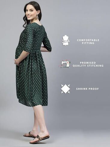 MF MITTAL FASHION Printed Rayon Anarkali Feeding Kurtis for Women with Zip | Perfect Nursing for New Mom | MaternityKurta in Saudi Arabia