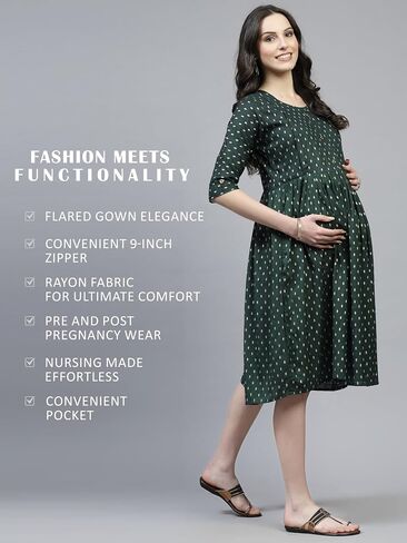 MF MITTAL FASHION Printed Rayon Anarkali Feeding Kurtis for Women with Zip | Perfect Nursing for New Mom | MaternityKurta in Saudi Arabia