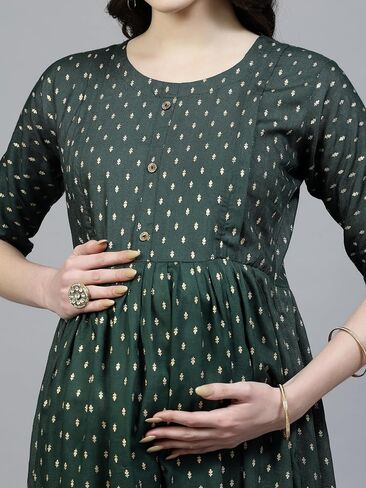 MF MITTAL FASHION Printed Rayon Anarkali Feeding Kurtis for Women with Zip | Perfect Nursing for New Mom | MaternityKurta in Saudi Arabia