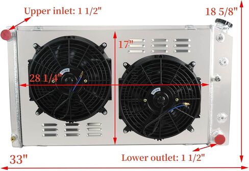 3 Row Core Aluminum Replacement DPI161 RAD161 Radiator + 2 x 12" Fan w/Shroud + Thermostat Kit for 1960-1990 85 86 87 88 Chevy Chevelle El Camino Truck Buick Cadillac Pontiac in Saudi Arabia