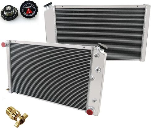 3 Row Core Aluminum Replacement DPI161 RAD161 Radiator + 2 x 12" Fan w/Shroud + Thermostat Kit for 1960-1990 85 86 87 88 Chevy Chevelle El Camino Truck Buick Cadillac Pontiac in Saudi Arabia