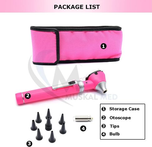 MuskLife Otoscope - Ear Scope with Light, Ear Infection Detector, Pocket Size, in 10+ Colors! Pink Style in Saudi Arabia