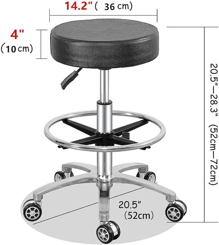 Antlu Rolling Stool Swivel Chair for Office Medical Salon Tattoo Kitchen Massage Work,Adjustable Height Hydraulic Stool with Wheels (Black) in Saudi Arabia