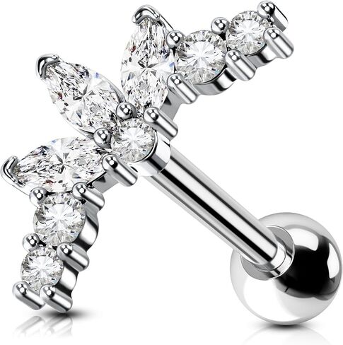 OUFER 16G Cartilage Earrings, Surgical Steel Helix Piercing Jewelry, Clear CZ Tragus Piercing Jewelry, Conch Lobe Helix Tragus Earrings For Women Men in Saudi Arabia
