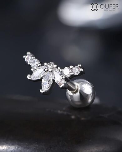 OUFER 16G Cartilage Earrings, Surgical Steel Helix Piercing Jewelry, Clear CZ Tragus Piercing Jewelry, Conch Lobe Helix Tragus Earrings For Women Men in Saudi Arabia