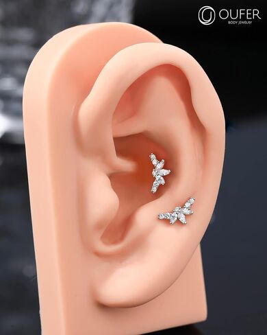 OUFER 16G Cartilage Earrings, Surgical Steel Helix Piercing Jewelry, Clear CZ Tragus Piercing Jewelry, Conch Lobe Helix Tragus Earrings For Women Men in Saudi Arabia