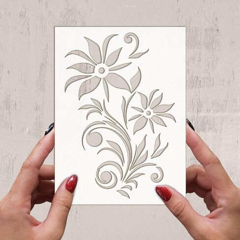 Stencil (6"x8") Pretty Swirling Flowery Plants FLONZ Decorative Stencil Template for Wall Painting Scrapbooking and Cake Decoration in Saudi Arabia