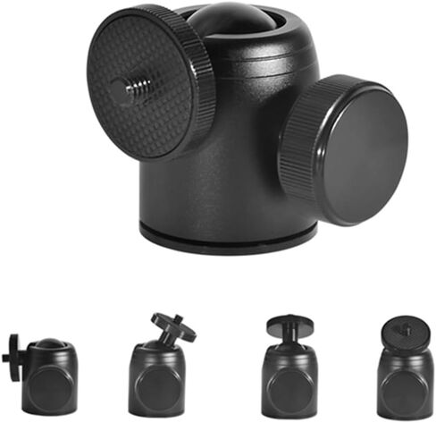 Mini Ball Head Swivel Screw Tripod Mount 360 Degree Pan 90° Tilt Rotating Base with 3/8" to 1/4" Screw Adapter for DLSR Camera Camcorder Phone Action Camera Light Stand Tripod Monopod in Saudi Arabia