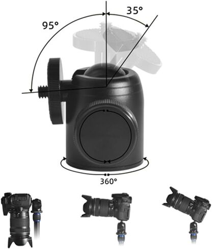 Mini Ball Head Swivel Screw Tripod Mount 360 Degree Pan 90° Tilt Rotating Base with 3/8" to 1/4" Screw Adapter for DLSR Camera Camcorder Phone Action Camera Light Stand Tripod Monopod in Saudi Arabia
