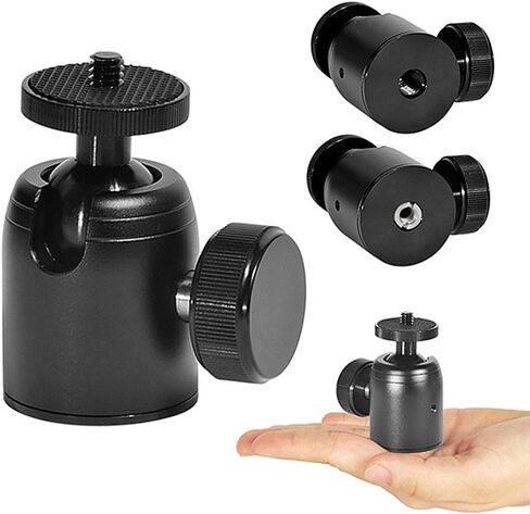 Mini Ball Head Swivel Screw Tripod Mount 360 Degree Pan 90° Tilt Rotating Base with 3/8" to 1/4" Screw Adapter for DLSR Camera Camcorder Phone Action Camera Light Stand Tripod Monopod in Saudi Arabia