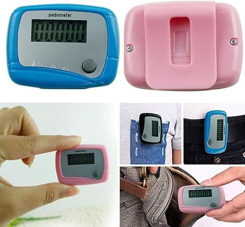 عداد أحمر محمول صغير رقمي LCD عداد الخطى للرياضة والمشي والجري وعداد الخطوات ومسافة المشي وأميال، عداد السعرات الحرارية، مراقب الأهداف اليومية، وقت التمرين in Saudi Arabia