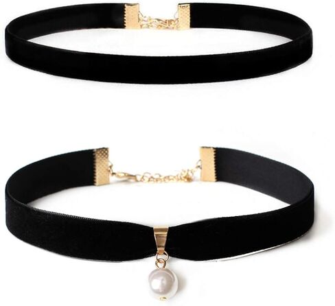 Gothic Black Velvet Choker Necklace Set Vintage Punk Simple Thin Pearl Pendant Cloth Choker Necklace Jewelry for Women Girls in Saudi Arabia