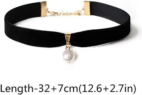 Gothic Black Velvet Choker Necklace Set Vintage Punk Simple Thin Pearl Pendant Cloth Choker Necklace Jewelry for Women Girls in Saudi Arabia