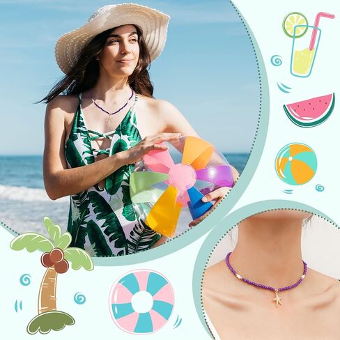 YANCHUN Beach Necklace Starfish Charm Necklace Shell Choker Necklace for Women Boho Beaded Necklace Summer Outfits for Women 2024 in Saudi Arabia