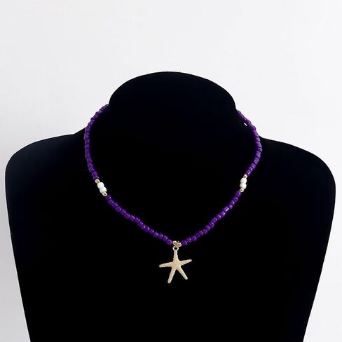 YANCHUN Beach Necklace Starfish Charm Necklace Shell Choker Necklace for Women Boho Beaded Necklace Summer Outfits for Women 2024 in Saudi Arabia