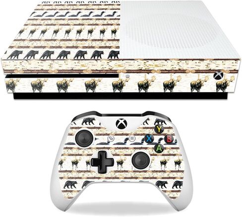 MightySkins Skin Compatible with Microsoft Xbox One S - Cabin Stripes | Protective, Durable, and Unique Vinyl Decal wrap cover | Easy to Apply, Remove, and Change Styles | Made in The USA in Saudi Arabia