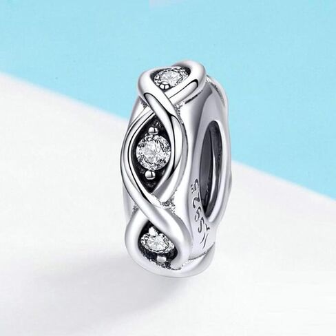 Anniversary Christmas Charms Clip Charm Stoppers Beads Original 925 Sterling Silver Stars Flower Crystal Spacer Bead for Pandora Bracelet Charm in Saudi Arabia