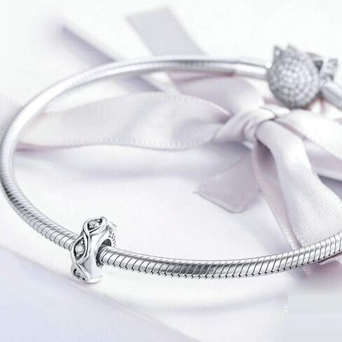 Anniversary Christmas Charms Clip Charm Stoppers Beads Original 925 Sterling Silver Stars Flower Crystal Spacer Bead for Pandora Bracelet Charm in Saudi Arabia