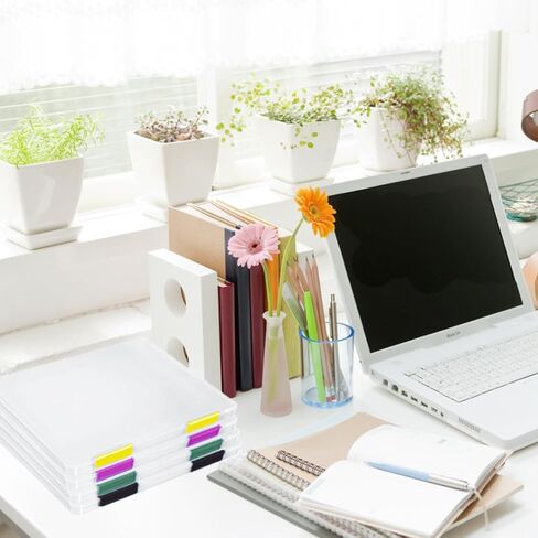 4pcs A4 Clear File Case, Portable Project File Box Document Storage Organizer Scrapbook Paper Storage Box for Organizing A4 Paper Photo Document Scrapbook Paper Office and School Supplies in Kuwait