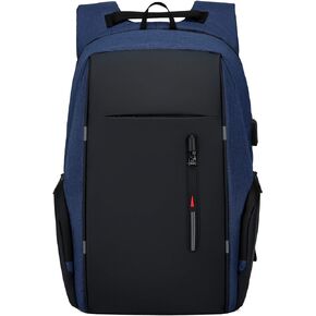 17.3Inch Laptop-Backpack Work-Daypack Water-Resistant Travel Business Computer Backpacks with USB Charger Port (A, Black)