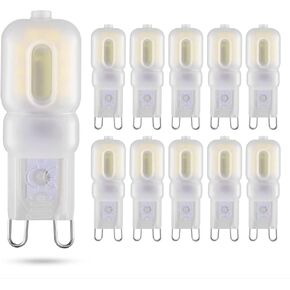 G9 LED Bulb 2W (Equivalent to 20W Halogen lamp) T4 G9 Warm White 3000K 120V G9 Base, Crystal Chandelier, 360°Omni-Directional Lighting, Home Lighting Non-dimming 200 lumens 10-Pack