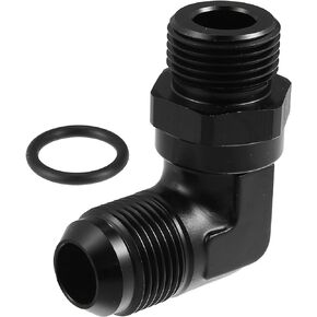 X AUTOHAUX 90 Degree 12AN Flare to 12AN ORB Port Male Fuel Pump Rail Adapter Swivel Fuel Fitting Adapters with O Ring for Car Black