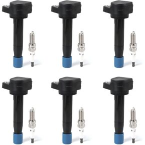 6PCS UF603 Ignition Coils Pack & Iridium Spark Plugs Compatible with Honda Acura RL TL TSX Accord Crosstour Odyssey 3.5L 3.7L V6 Replace# 5C1