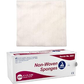 Dynarex Non-Woven Sponges, Non-Sterile, Gauze Sponges, for Cleansing, Prepping and Dressing, Highly-Absorbent and with Less Linting, 4"x 4", 4 Ply, 5 Boxes of 200 Non-Woven Sponges
