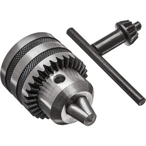 HFS(R) MT2 Drill Press Chuck - 3-Jaw Design with JT6 Mount, 1/32"-5/8" Capacity, Includes Morse Taper Arbor and Key