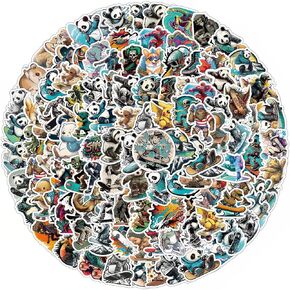 100PCS Cute Animal Stickers for Water Bottle Cartoon Animal Panda Stickers Aesthetic Vinyl Stickers for Kids Waterproof Animal Stickers Bulk Pack Girls Boys Gifts Decals Computer Luggage