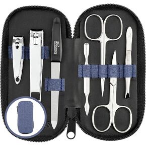 marQus Manicure Set Solingen Made in Germany - 7 piece stainless steel exclusive finger & toe nail clippers set in real leather case, made in Solingen Germany* (except for clippers)