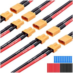 2 أزواج XT90 التوصيل الذكور الإناث موصلات XT90 تمديد كابل سترة الإسكان موصلات مع 10AWG 100mm سلك السيليكون، موصل بعقب كابل الصحافة الباردة لطائرات بدون طيار RC بطارية ليبو FPV