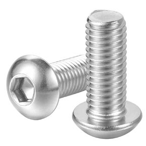 M8-1.25 × 16MM Button Head Socket Cap Bolts Screws 304 Stainless Steel 18-8 Allen Hex Drive, Full Coarse Thread, 25PCS