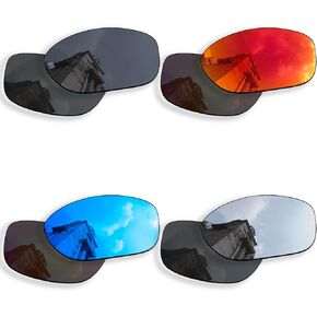 4 Pairs Anti-scratch Polarized Replacement Lenses for Oakley Conductor 8 OO4107 Sunglasses, Retro Black+silver+blue+fire