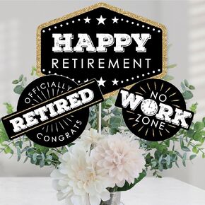 Big Dot of Happiness - Retirement Party Centerpiece Sticks, Happy Retirement | Table Toppers - Set of 15