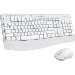 Wireless Keyboard and Mouse Combo, E-YOOSO 2.4GHz Full-Sized Ergonomic Wireless Keyboard with Wrist Rest, 3 DPI Adjustable and 6 Buttons Cordless USB Mouse for Computer, Laptop, PC, Windows (Black)