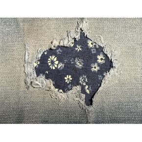 Petite Denim Blue Floral Peek-A-Boo Iron ON Patches by Holey Patches in Assorted Sizes (2-4" x 4")