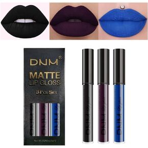 evpct 2Pcs Purple Plum Matte 24-hour Liquid Lipstick and Lip Liner Pencil Makeup Set Women DNM Dark Red Bright Berry Liquid Lipstick Matte Lip Tint 24H and with Lip Liner Set Waterproof Long Lasting 1